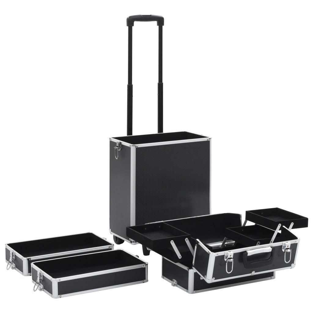 vidaXL Koffer Kosmetikkoffer Aluminium Schwarz