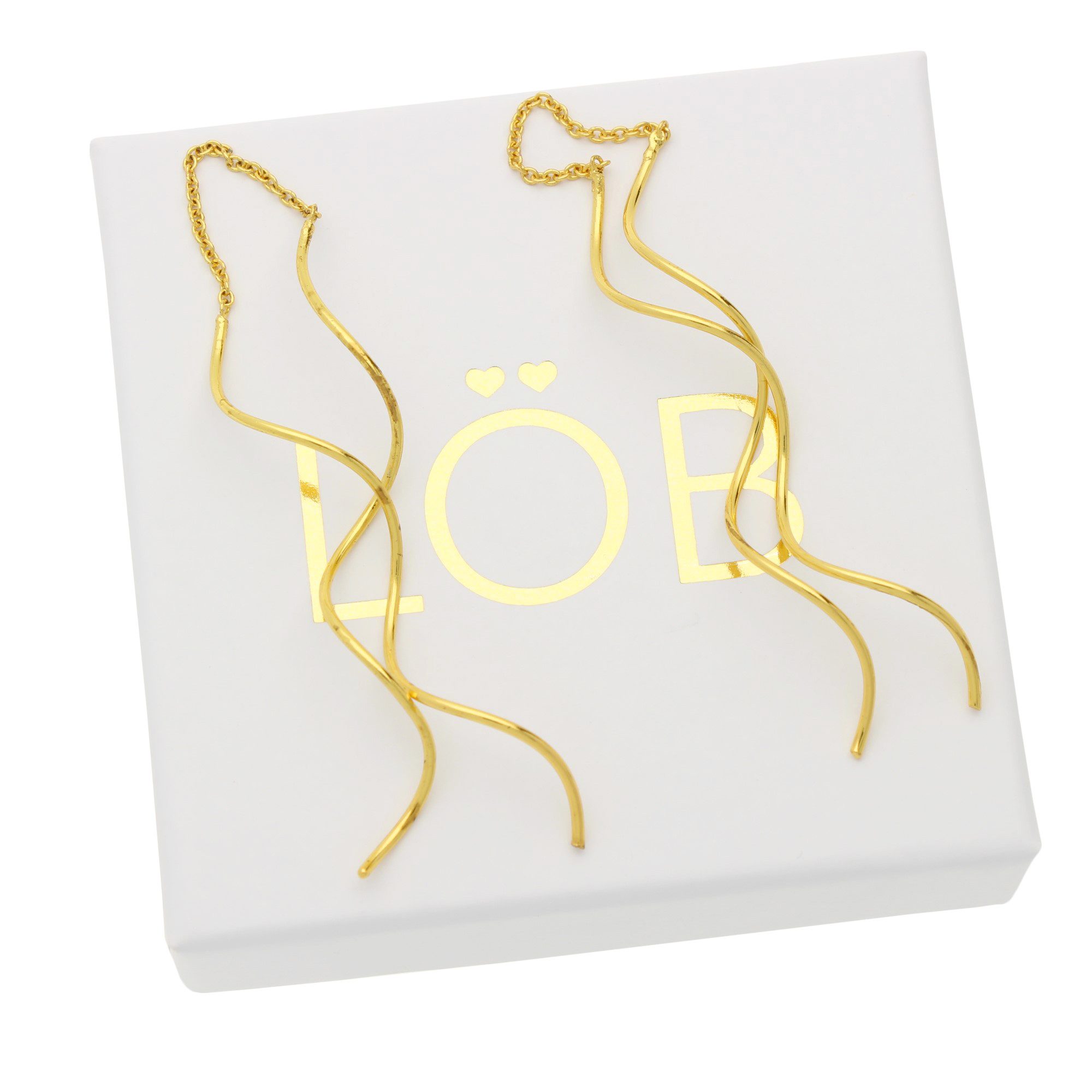 LÖB Paar Ohrhänger 18K Gold vergoldet Ohrringe Hängend Durchzieher Spirale günstig online kaufen