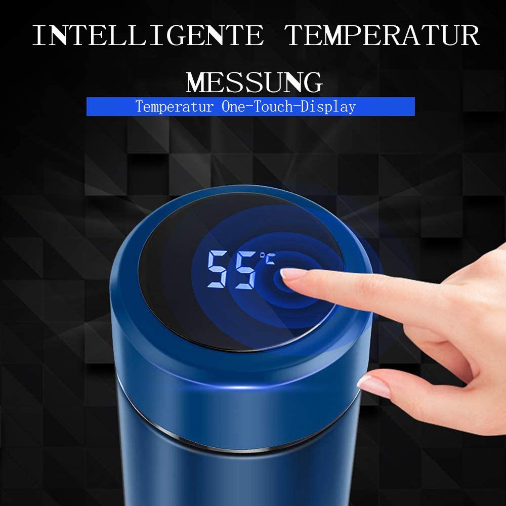 GelldG Thermobecher Isolierbecher 304 aus Edelstahl LED-Touchscreen-Temperaturanzeige