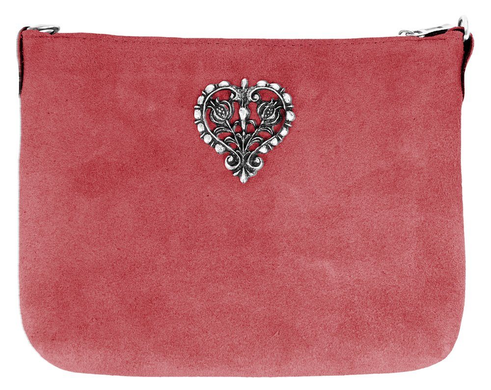 P.S. Schuhmacher Trachtentasche Wildleder Trachten Tasche mit Metallherz zum Umhän