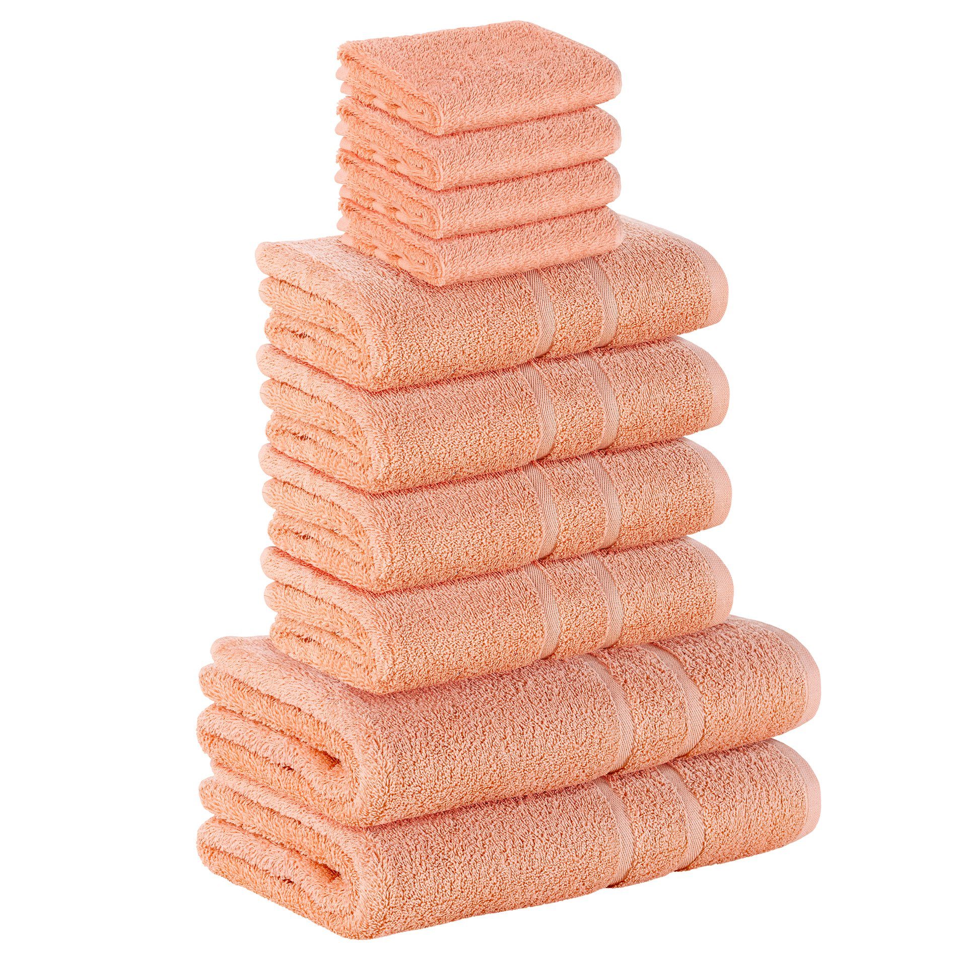 StickandShine Handtuch Set 4x Gästehandtuch 4x Handtücher 2x Duschtücher SET 100% Baumwolle, (Spar-SET) Peach