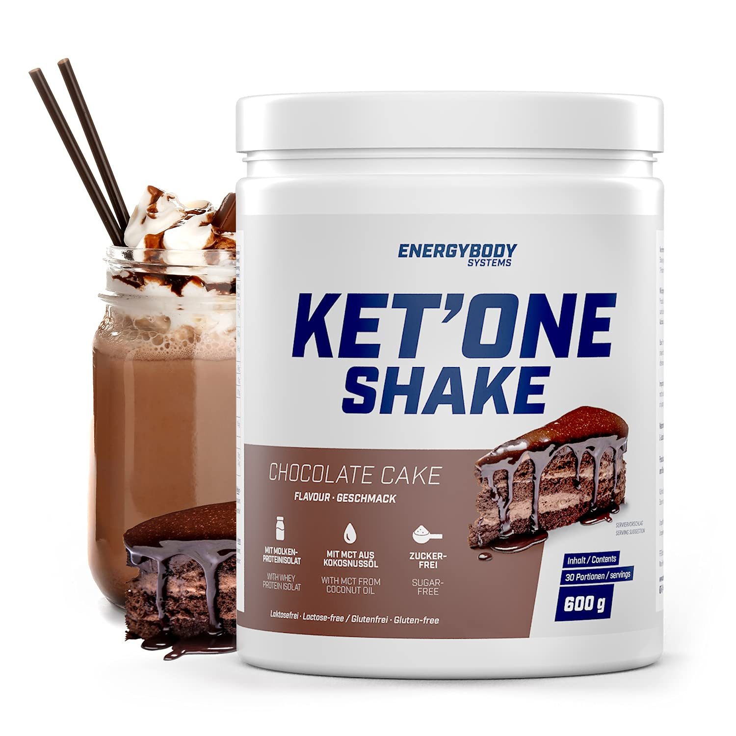 Energybody Systems KET'ONE Keto Shake mit MCT und Whey Protein Isolat Pulver, zuckerarm, für ketogene Ernährung