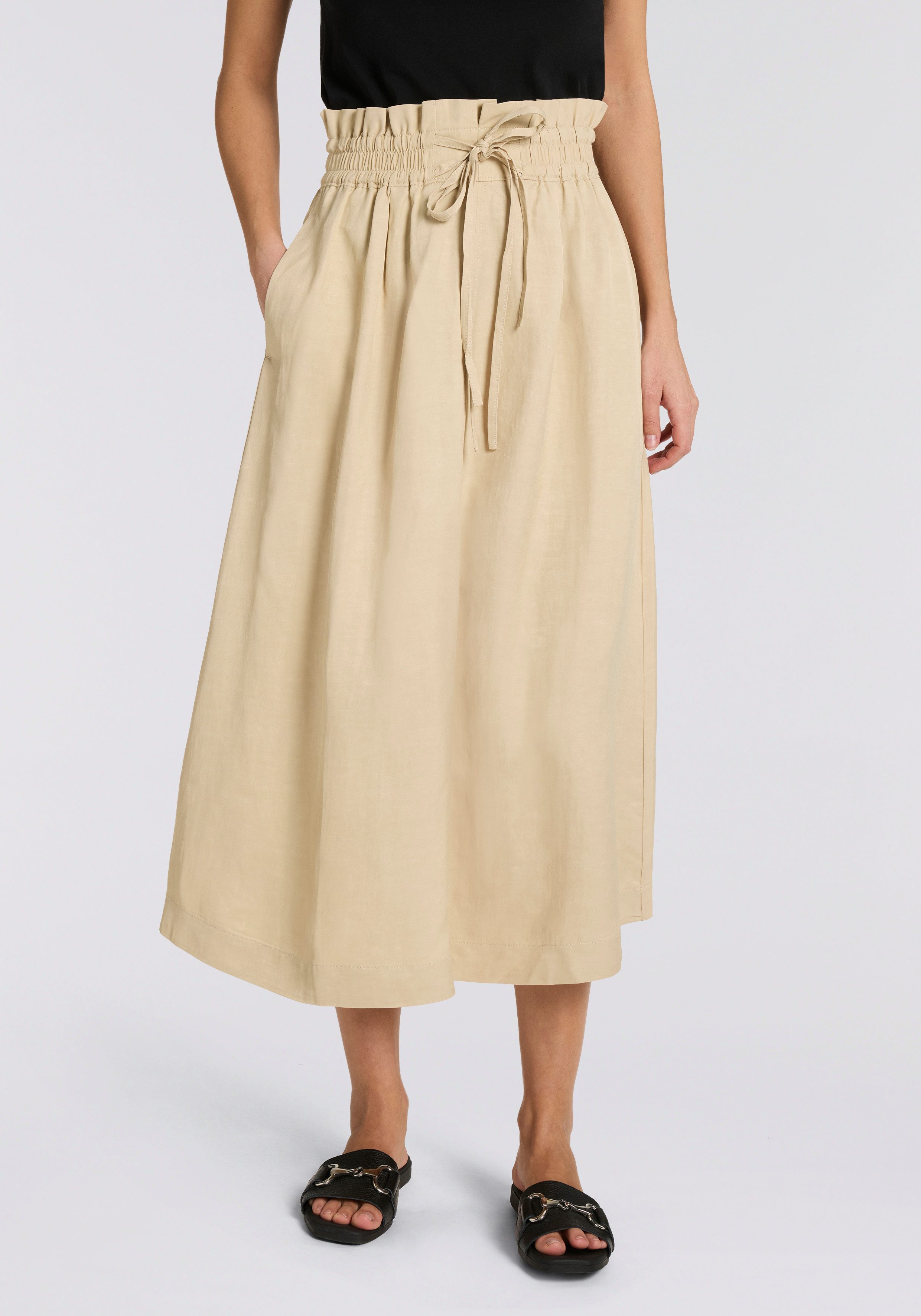 BOSS ORANGE Midirock Vakola Premium Damenmode mit Leinen-Anteil, Paperbag