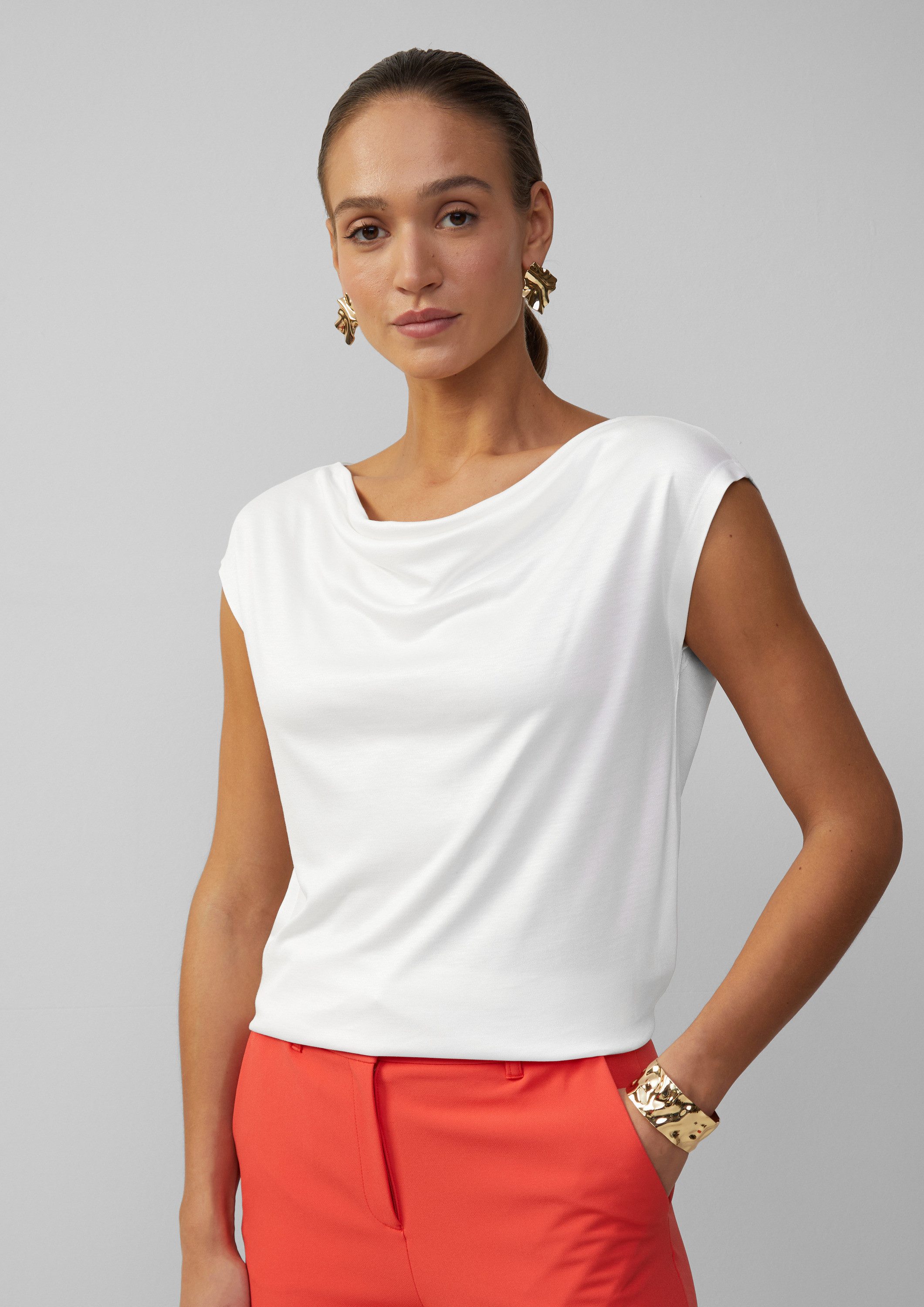 s.Oliver Kurzarmshirt T-Shirt Viskoseshirt aus Interlock-Jersey mit Wasserf günstig online kaufen