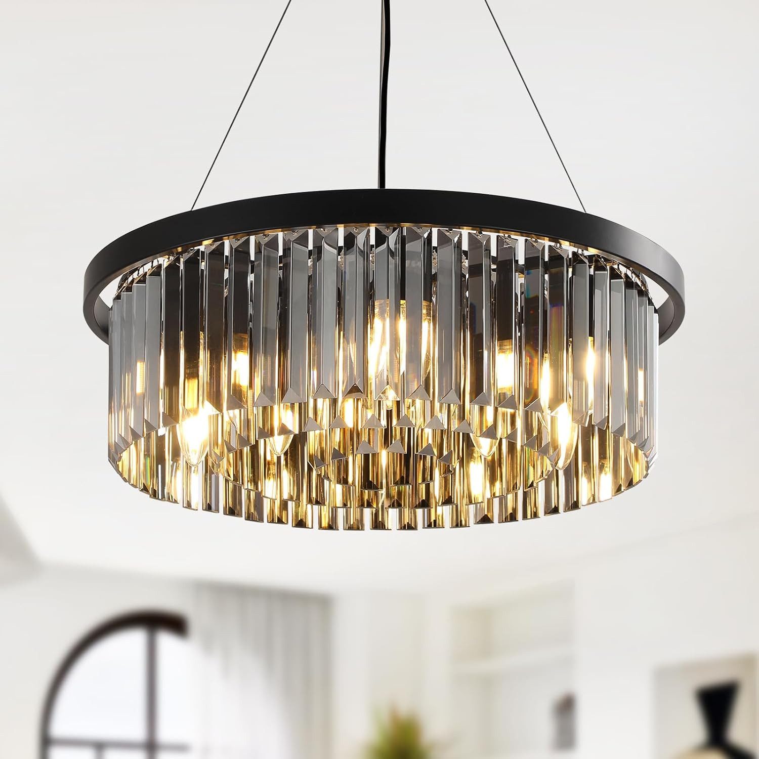 RRBEST Kronleuchter Luxus Kristall Kronleuchter Moderne Pendelleuchter, für Wohnzimmer, Esszimmer,Schlafzimmer, Restaurant, Ø60cm