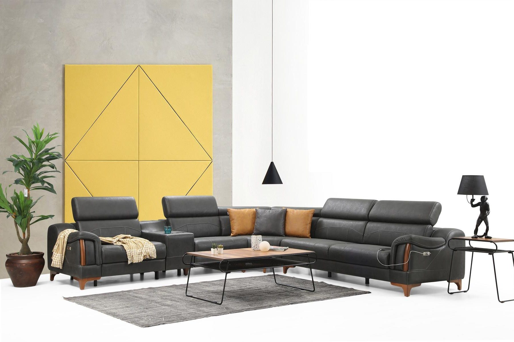 JVmoebel Ecksofa Elegantes L-förmiges Sofa für modernes Wohnzimmer – 6-teiliges Set, 6 Teile, Made in Europa