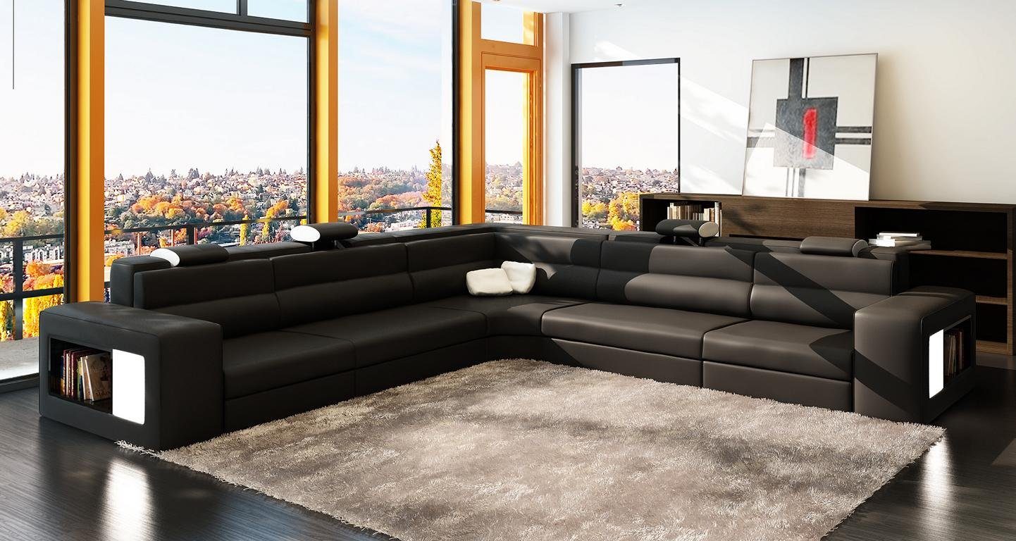 Eckgarnitur+LED großes Sofa Made in Ecksofa Europe Brandneu, JVmoebel Luxus Orange L-Form