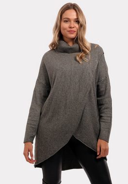 YC Fashion & Style Longpullover Strickpullover in Wickeloptik mit Rollkragen in Unifarbe