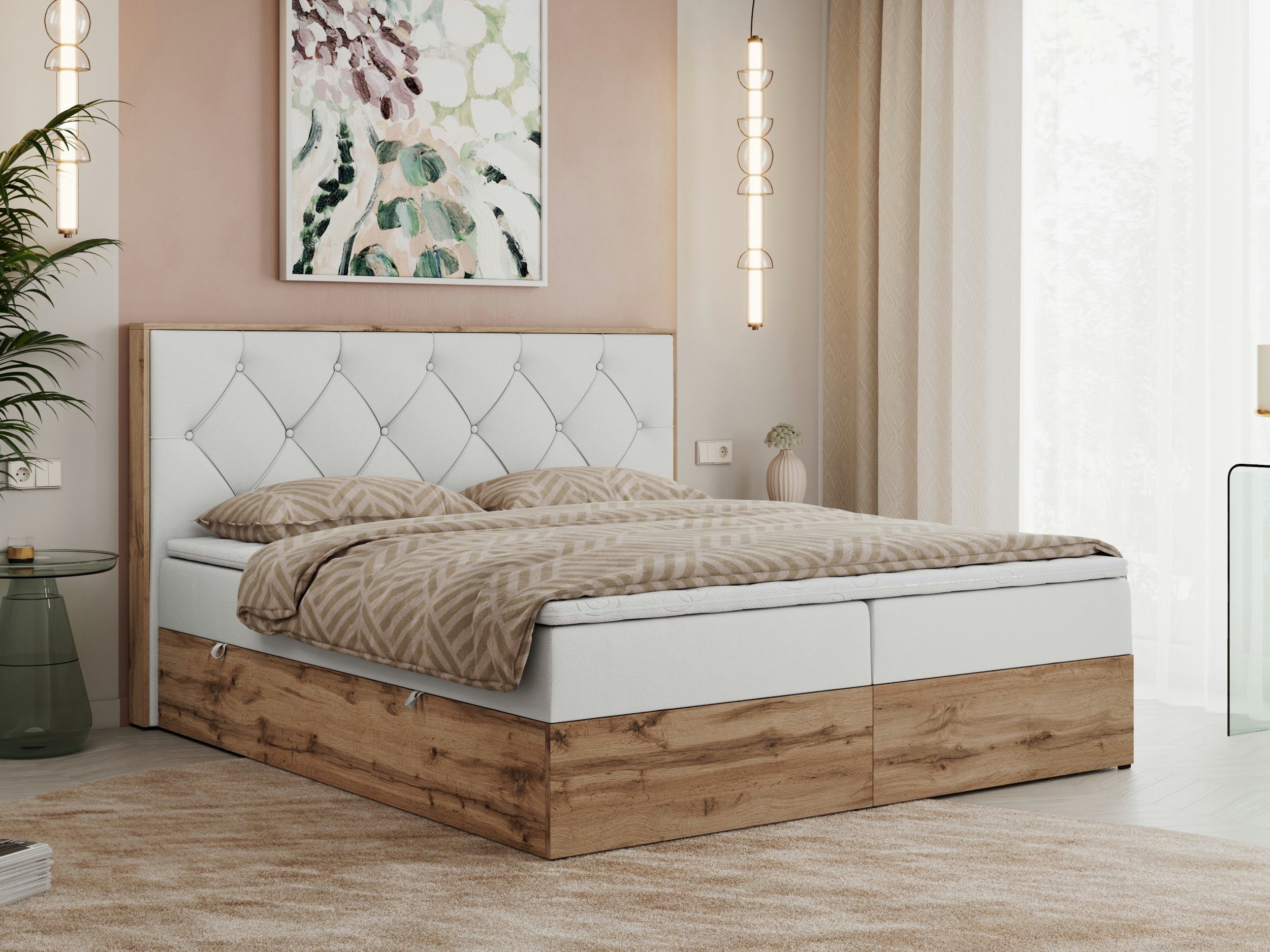 MKS MÖBEL Boxspringbett VENETO (Polsterbett, zwei Bettkästen, Topper T-25, günstig online kaufen
