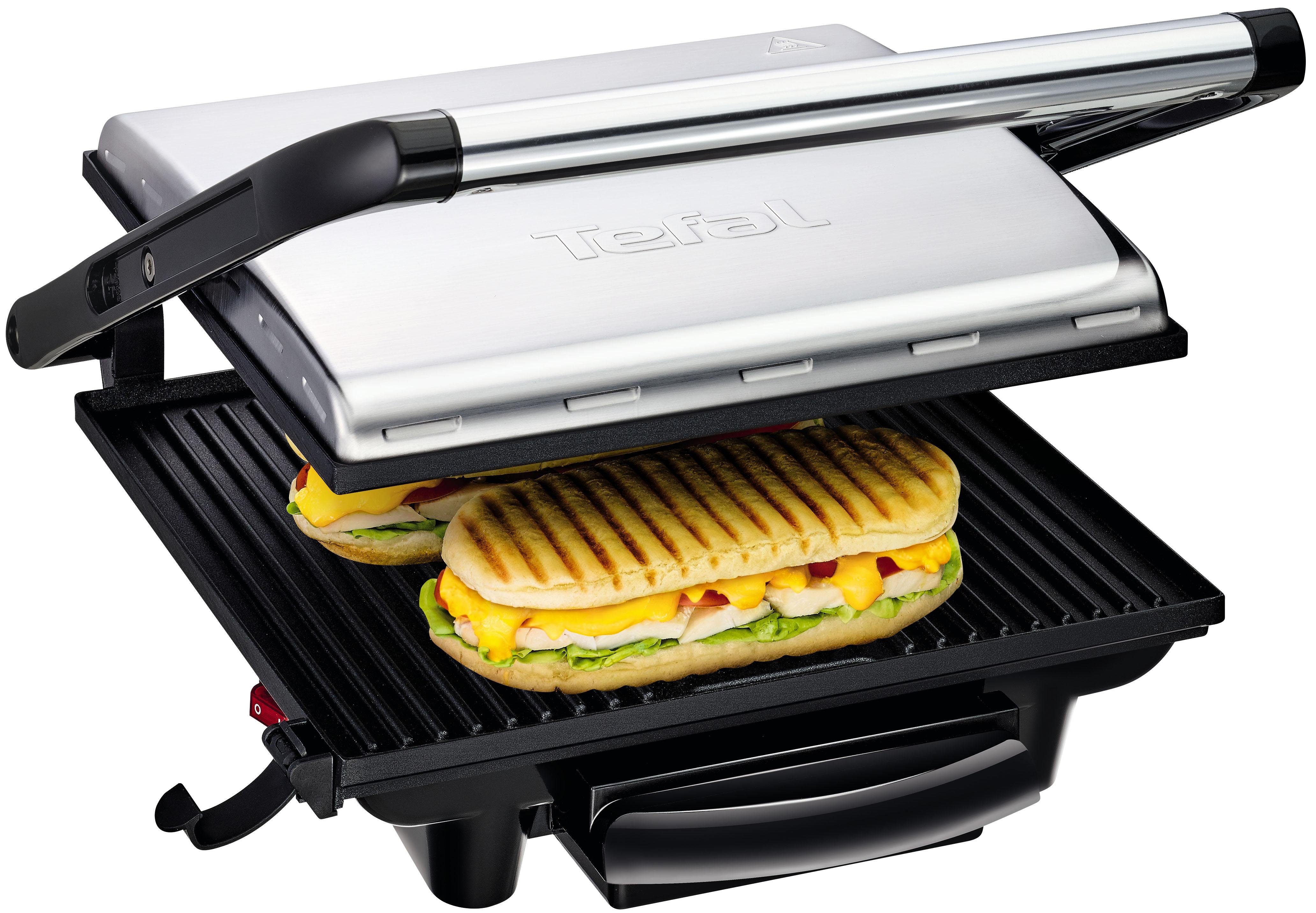 Tefal Kontaktgrill GC241D Inicio, 2000 W, fettarmes Grillen, gerillte Grillplatten antihaftbeschichtet, wenig Öl