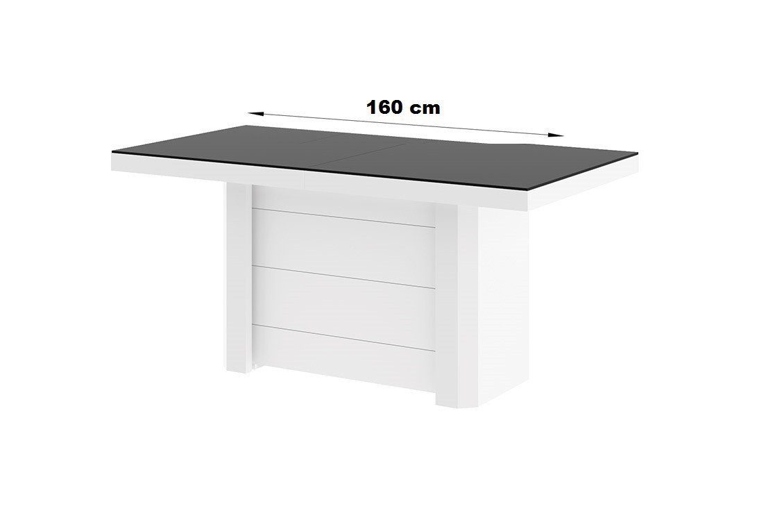 Esstisch ausziehbar Weiß Hochglanz Design Hochglanz cm / Hochglanz / Weiß XXL Schwarz 160-412 Schwarz HE-444 designimpex Tisch