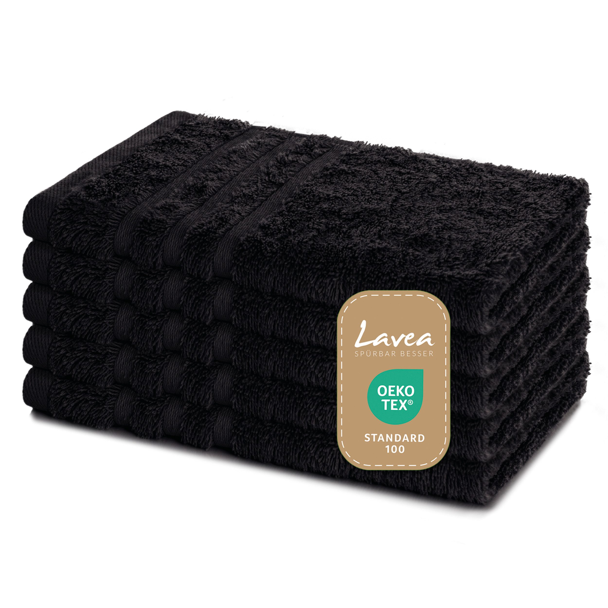 Lavea Gästehandtuch Elena-Frottierserie 30x50 cm, 100% Baumwolle (5er Set), 500 g/m² Frottier, weich & saugstark, pflegeleicht