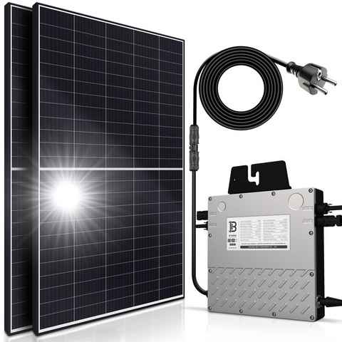 SUNNIVA Solaranlage 1100/800W Balkonkraftwerk, 800,00 W, Monokristallin, (BENY 800W Micro-Wechselrichter Upgradebar Drosselbar, 2x 550W Solarmodule, Solaranlage mit 5m Anschlusskabel, Solarkabel, Photovoltaikanlage), Balkon Mini-PV Anlage genehmigungsfrei Inverter, Solarpanel Solarmodul