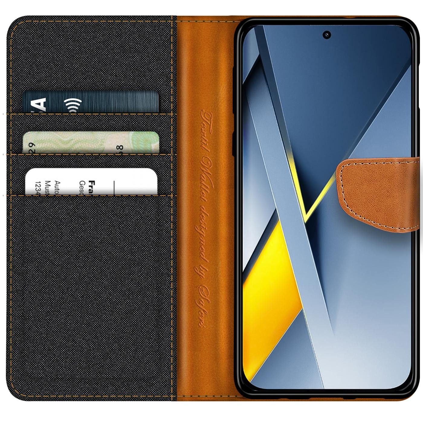 CoolGadget Handyhülle Denim Schutzhülle Flip Case für Xiaomi Poco F8 Pro 6,59 Zoll, Book Cover Handy Tasche Hülle für Poco F8 Pro Klapphülle