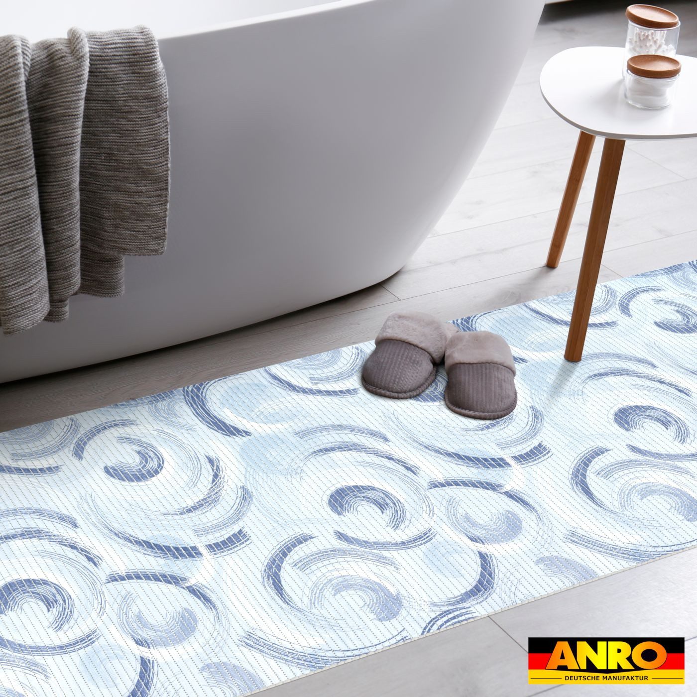 ANRO Schaum-Badematte pflegeleicht Kreis rutschfeste Duschmatte mit Drainage, Höhe 5 mm, Drainage, hält die füße warm, isolierend, Kunststoff, Rechteckig, Weichschaummatte 100x65cm Rechteckig RAW Blau