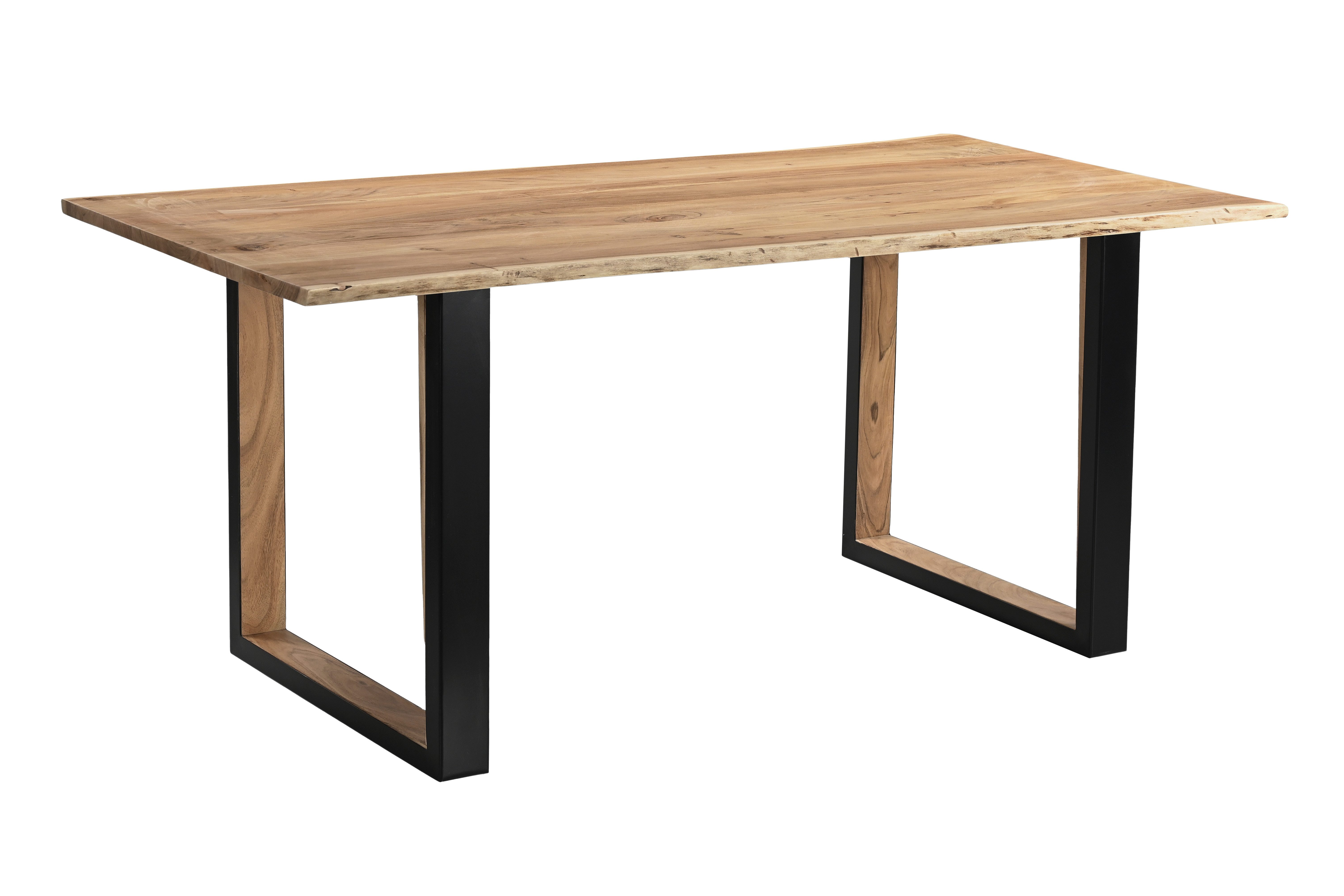 Loreno® Baumkantentisch Brisbane, Akazienholz, natürliche Baumkante, Metallgestell U-Form