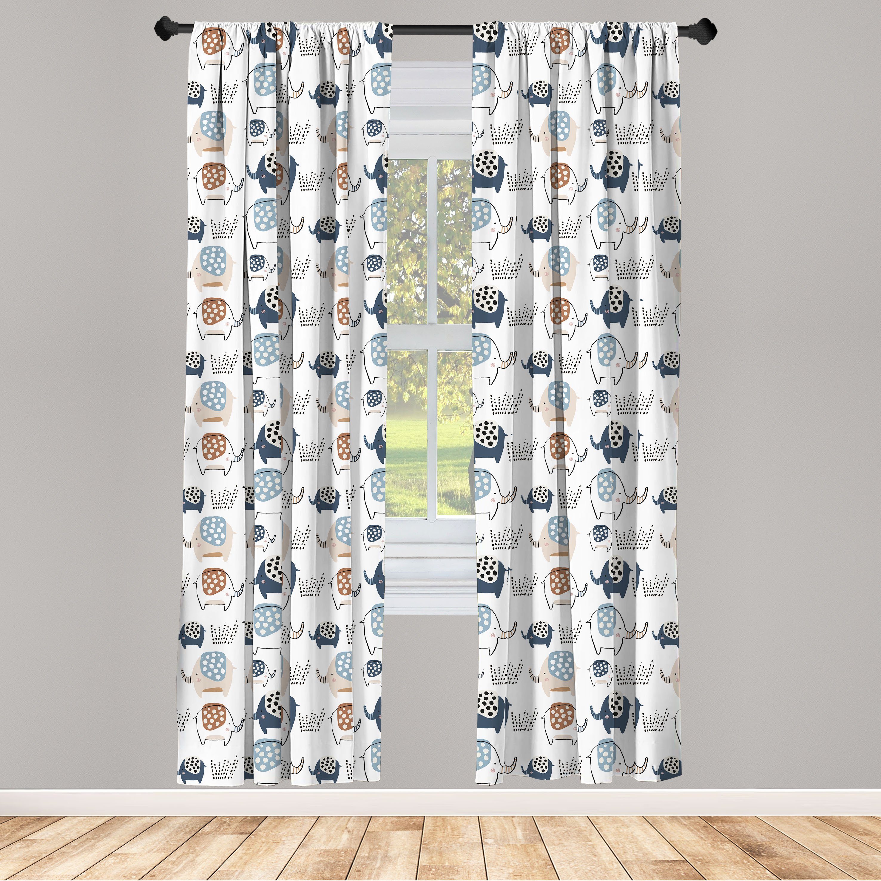 Gardine Vorhang für Wohnzimmer Schlafzimmer Dekor, Abakuhaus, Microfaser, Tiere Gepunktete Elephant Patterns