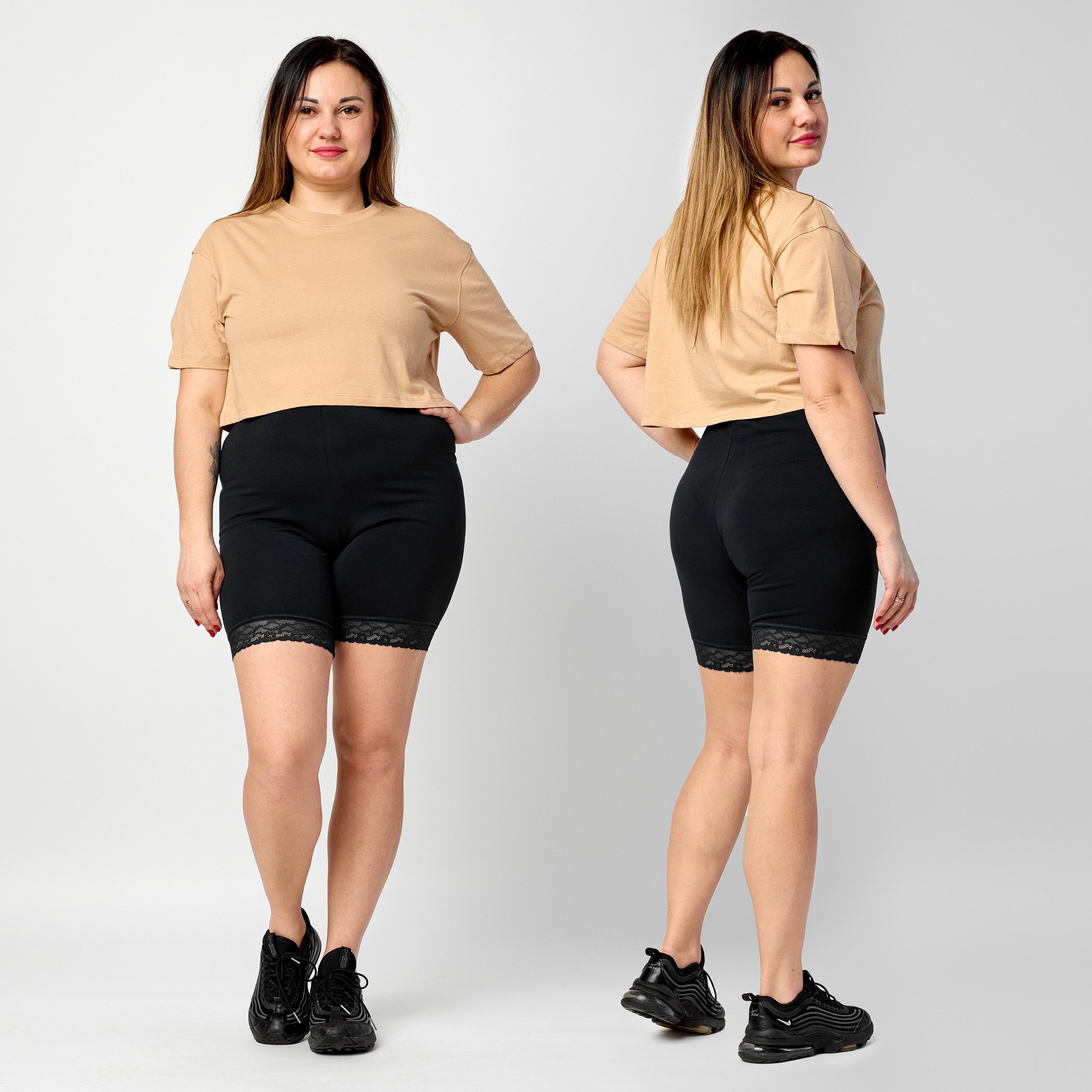 Merry Style Leggings Große Größen Damen kurze Tight mit Spitze aus Baumwoll günstig online kaufen