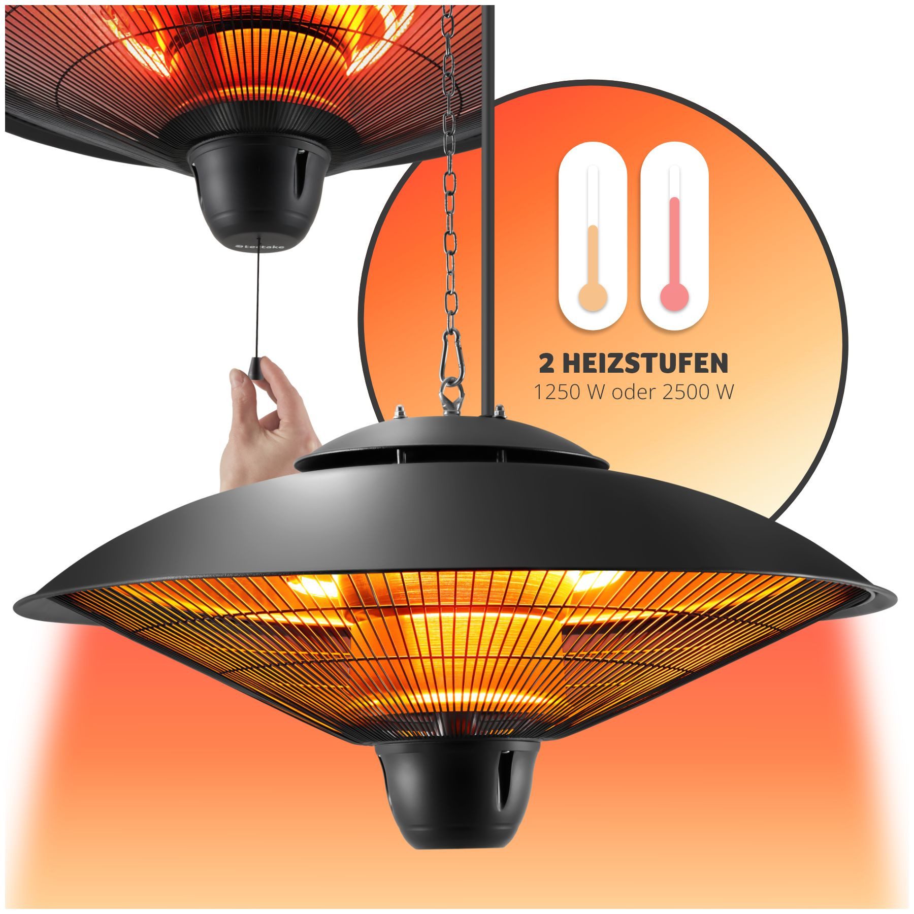 tectake Infrarotstrahler Infrarotheizstrahler, 2 Leistungsstufen, 1250 günstig online kaufen