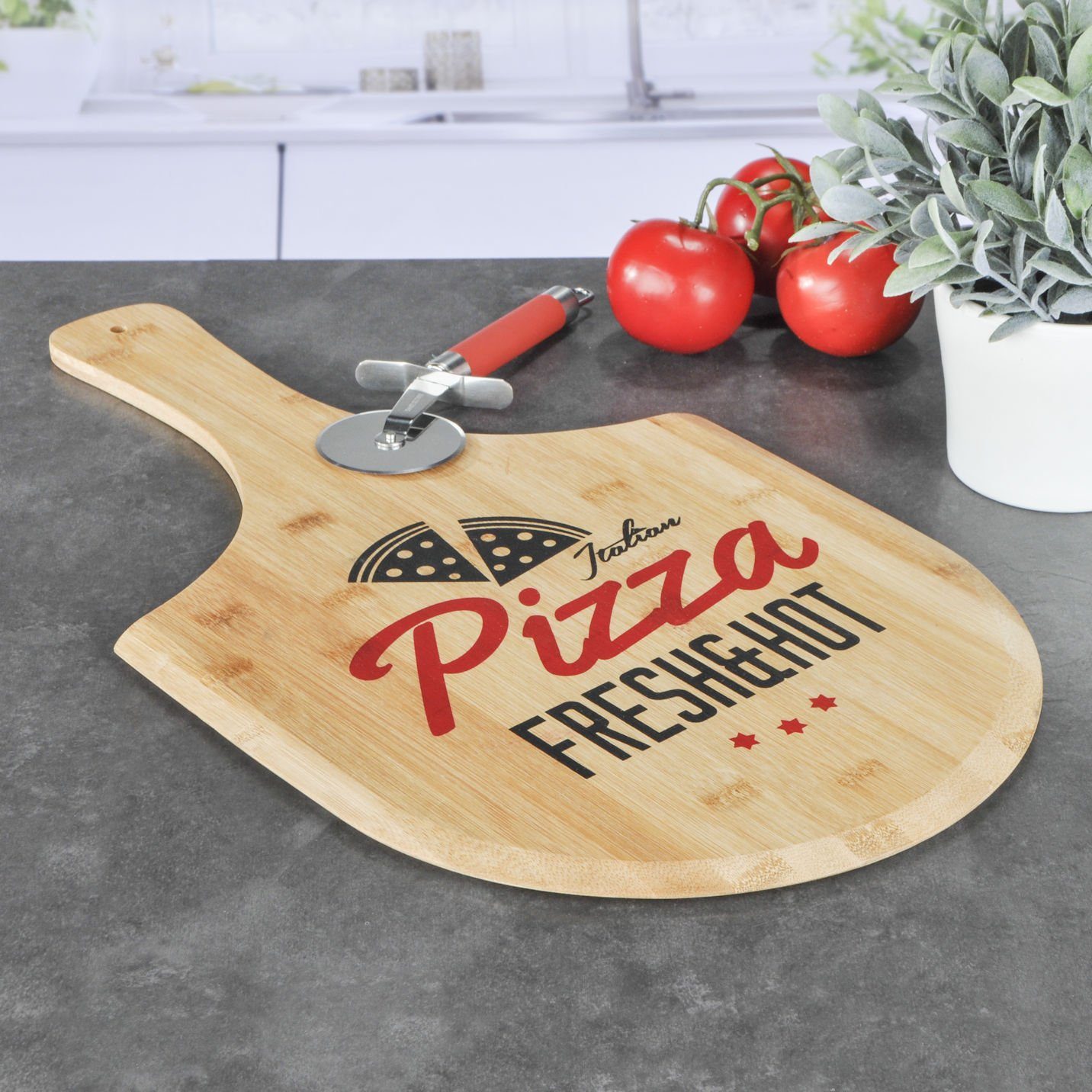 Fresh Hot Spetebo Bambus Pizzaschieber - Pizzabrett cm 53 &