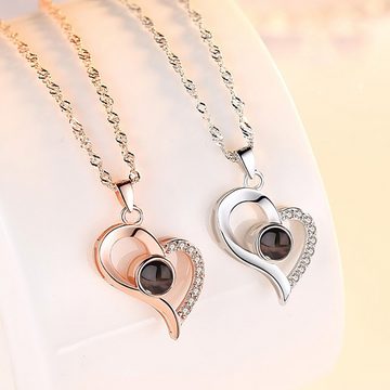 AquaBreeze Charm-Kette Halskette für Frauen Schlüsselbeinkette Halsketten (1-tlg., Kupfermaterial, Oberflächenbeschichtung), Zeitlose Herzform, geeignet für alle Gelegenheiten