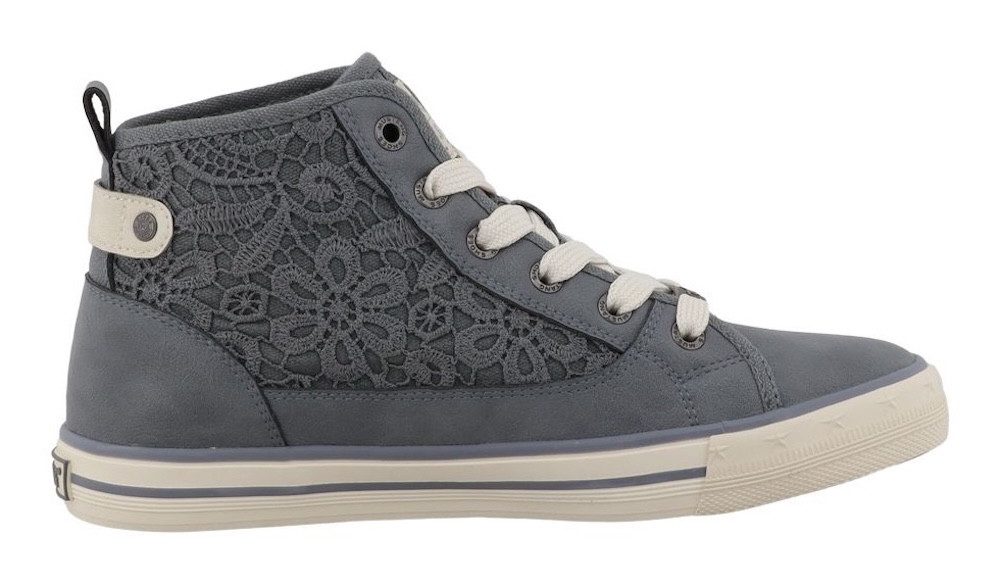 Mustang Shoes Winona Sneaker Schnürboots, High Top-Sneaker mit Blüten-Stickerei – Bild 5 von 5
