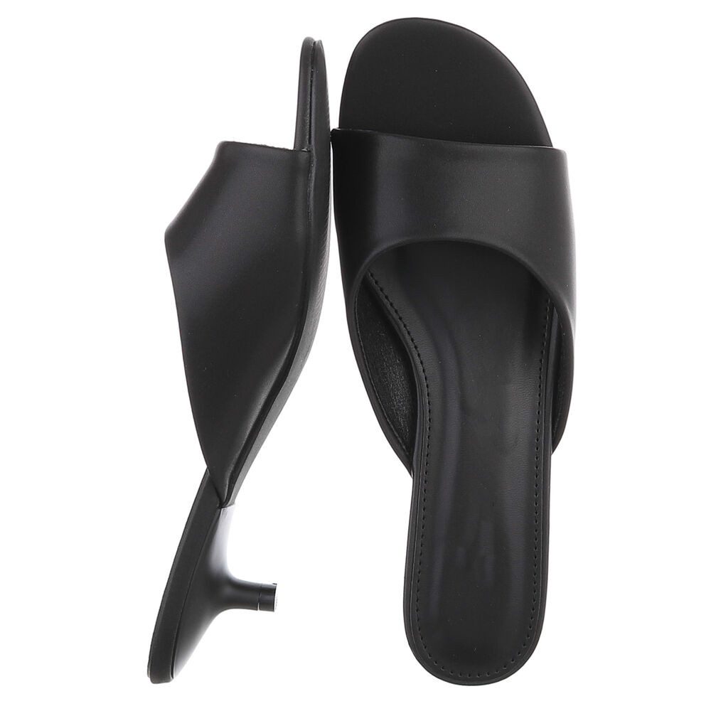Ital-Design Damen Mules mit Blockabsatz und offener Spitze Pantolette (91849342) Pfennig-/Stilettoabsatz Pantoletten in Schwarz