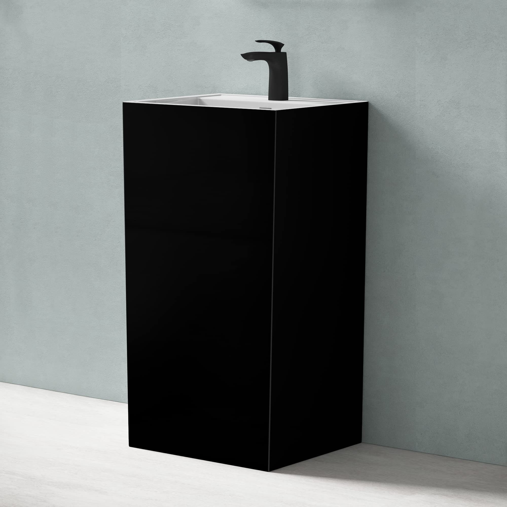 doporro Waschbecken Standwaschbecken aus Mineral freistehend rund/oval schwarz und weiß