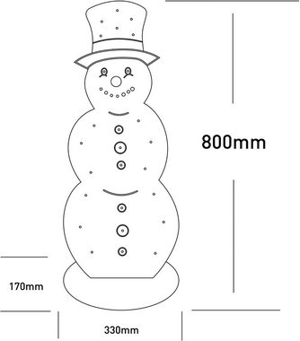 näve LED Dekoobjekt Snowy, Weihnachtsdeko aus Holz, Timerfunktion, LED fest integriert, Warmweiß, Schneemann aus Holz, inkl. Timer, Höhe ca. 80 cm, Batteriebetrieb