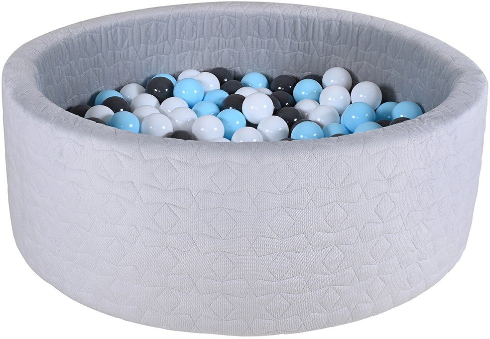 Knorrtoys® Bällebad Soft, Geo Grey, mit 300 Bälle creme/Grey/lightBlue; Made in Europe