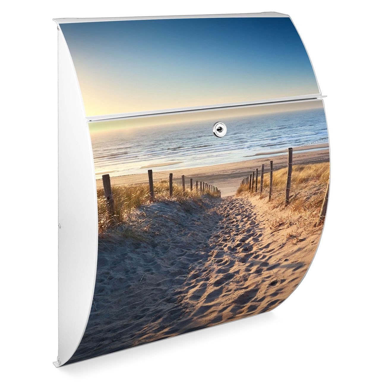 banjado Wandbriefkasten Stahl Nordseestrand (Wandbriefkasten witterungsbeständig, pulverbeschichtet), 33,5 x 46 x 13 cm