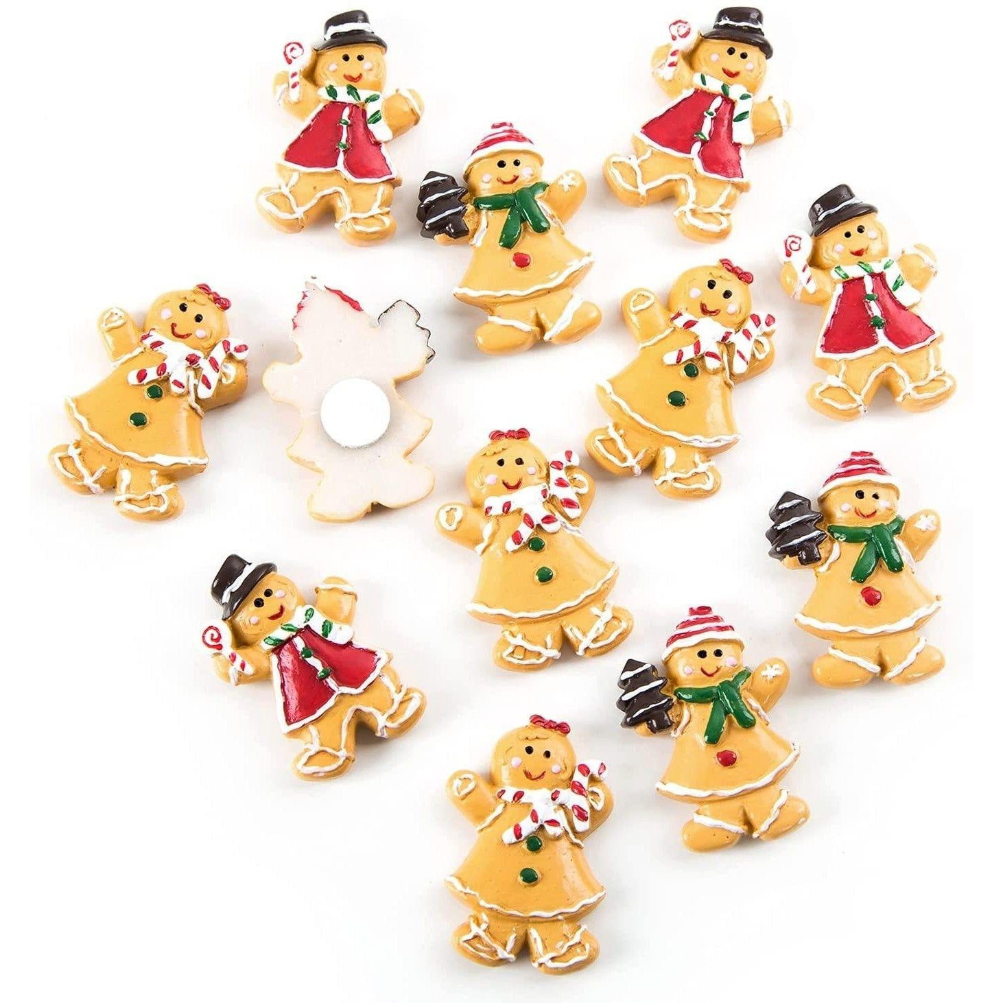 Logbuch-Verlag Dekofigur 12 Mini Lebkuchen Tischdeko aus Kunststein braun bunt