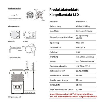 Türklingel MOCAVI RING 505 G01 LED-Klingel anthrazit-eisenglimmer (DB 703) mit Edelstahl-Detail, quadratisch (8,5 cm)
