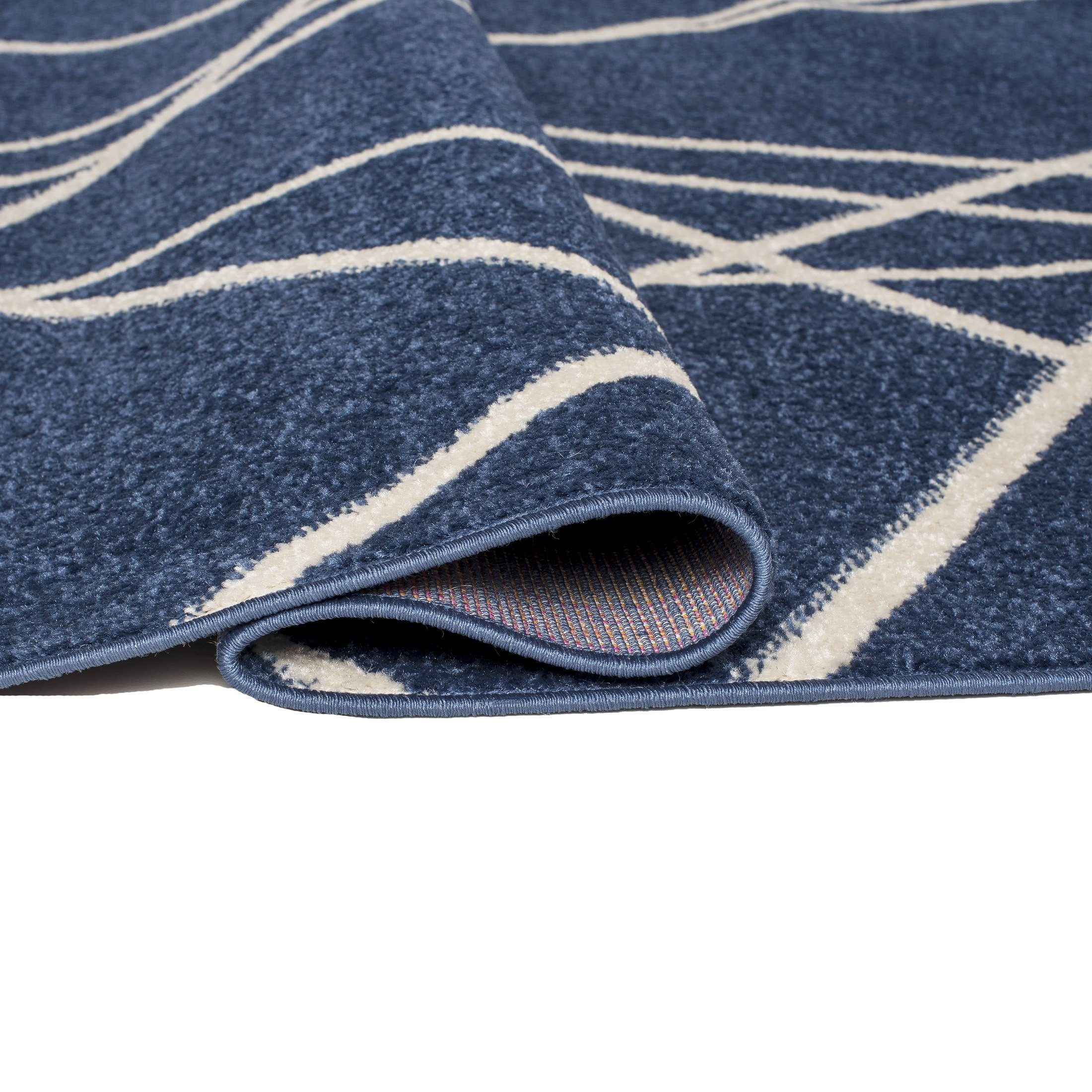 Designteppich Fußbodenheizung, 250 Geeignet Mazovia, Blau Kurzflor, x für Modern mm, Kurzflor farbe 7 Muster - 350 cm, Höhe Teppich Geometrisch