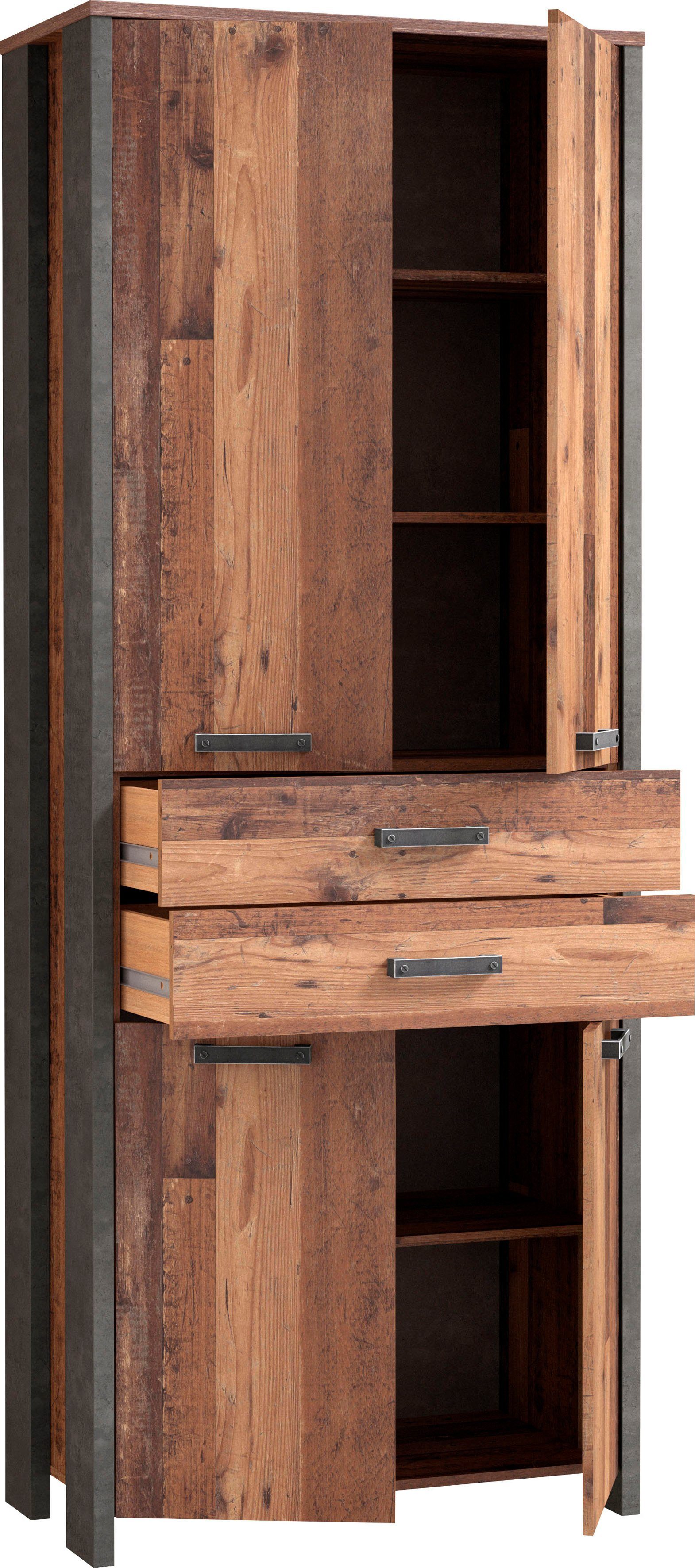 FORTE Aktenschrank Clif Mehrzweckschrank im Industriestil, Breite 86 cm x Höhe 220 cm