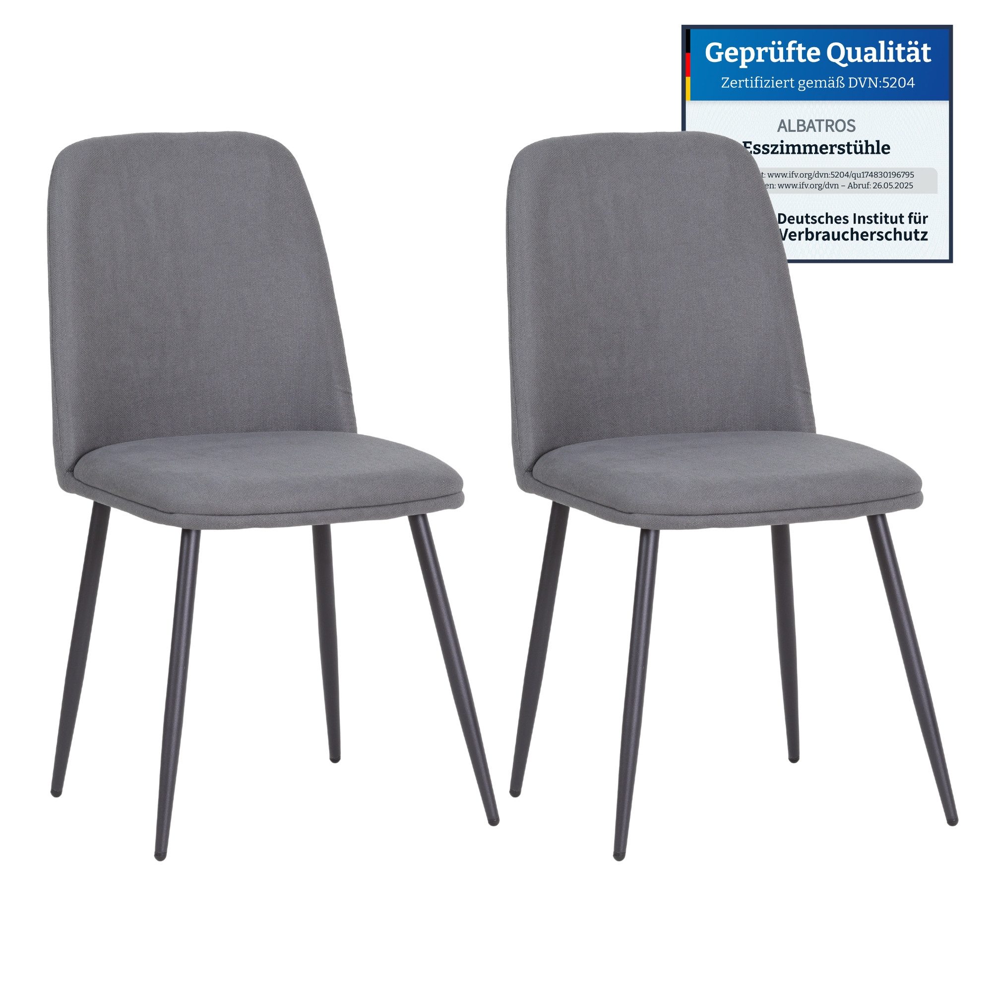 Albatros International Esszimmerstuhl BONO Strukturstoffstuhl Grau– 2er-Set günstig online kaufen