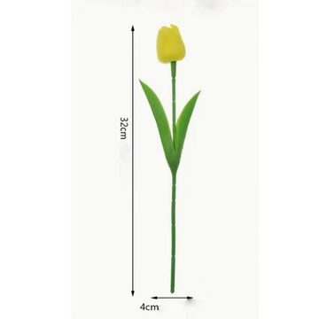 Kunstblumenstrauß 12 Stück künstliche Tulpen Strauß Tulpe, Deggelbam, Seidenblumen Tulpe - Sehen aus wie echt