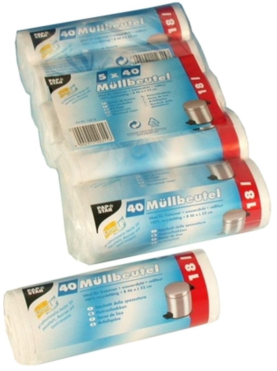 PAPSTAR Mülleimer Müllbeutel HDPE 18l VE=40 Stück weiß