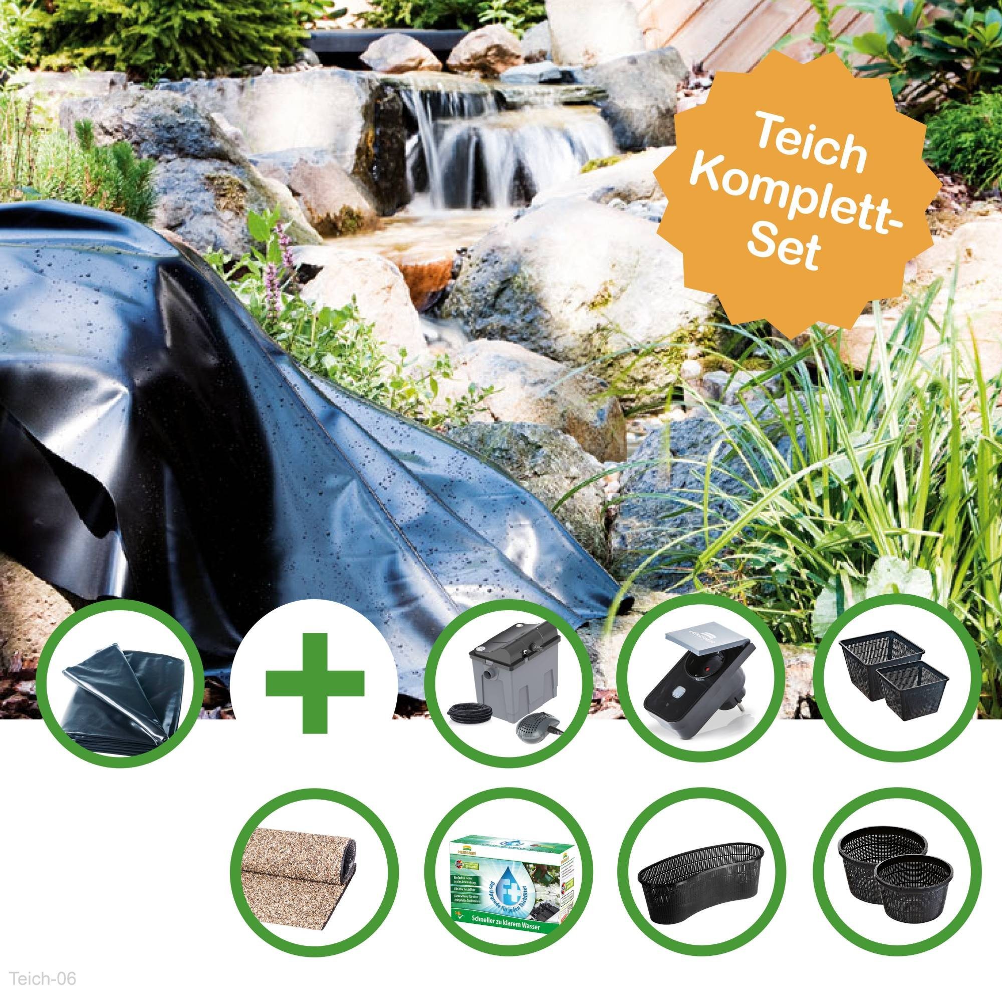 Heissner Teichfolie TEICH SET 'RHEIN'- GROSSER FOLIENTEICH - TEICHFOLI, 0,5 mm Stärke