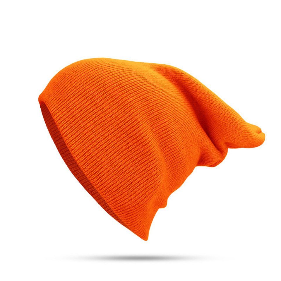 Und Blusmart orange Herren, Mütze Damen Für Bündchen, Warm Einfarbig, Unisex, Strickmütze Mit