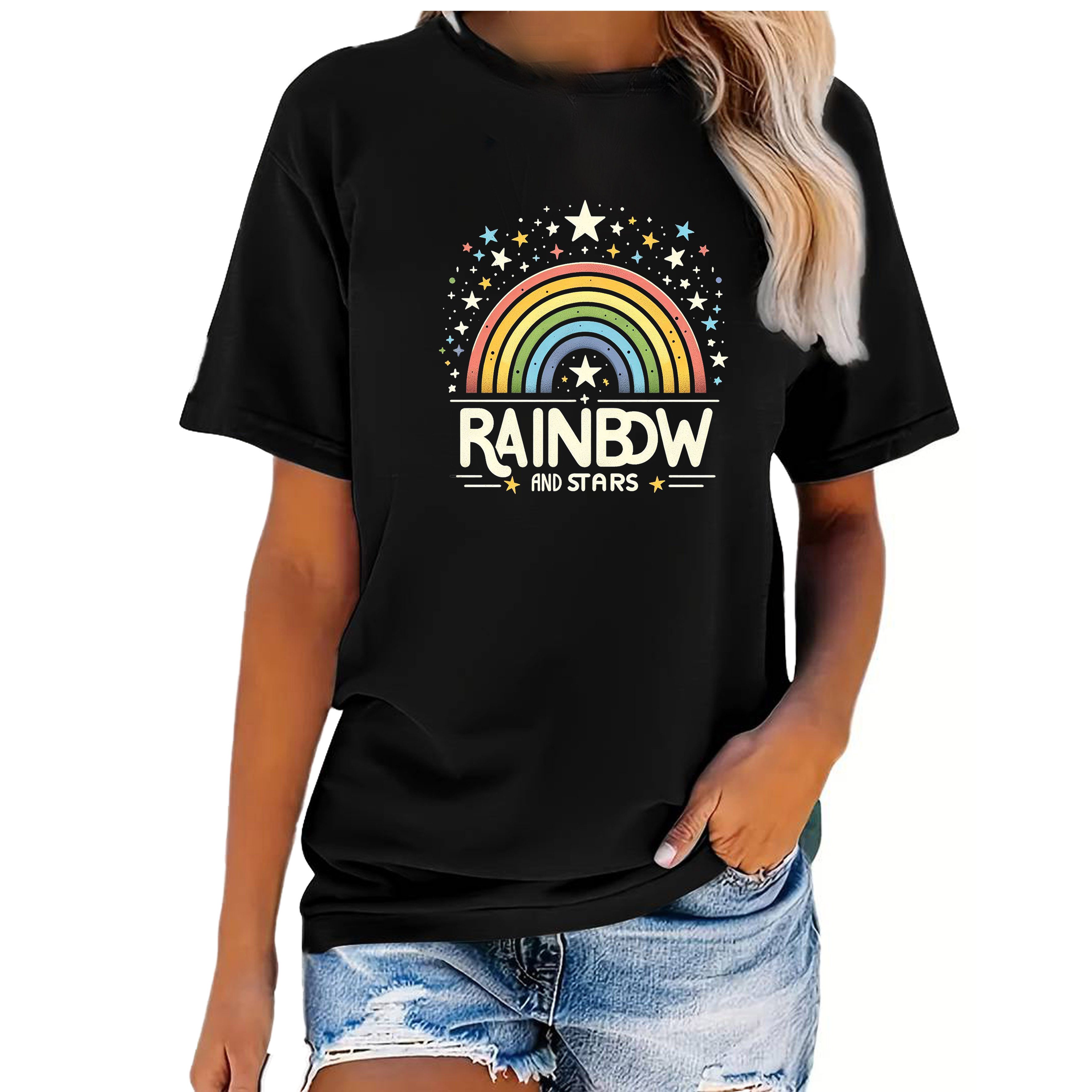 Banco T-Shirt Damen Kurzarm Rainbow Print günstig online kaufen