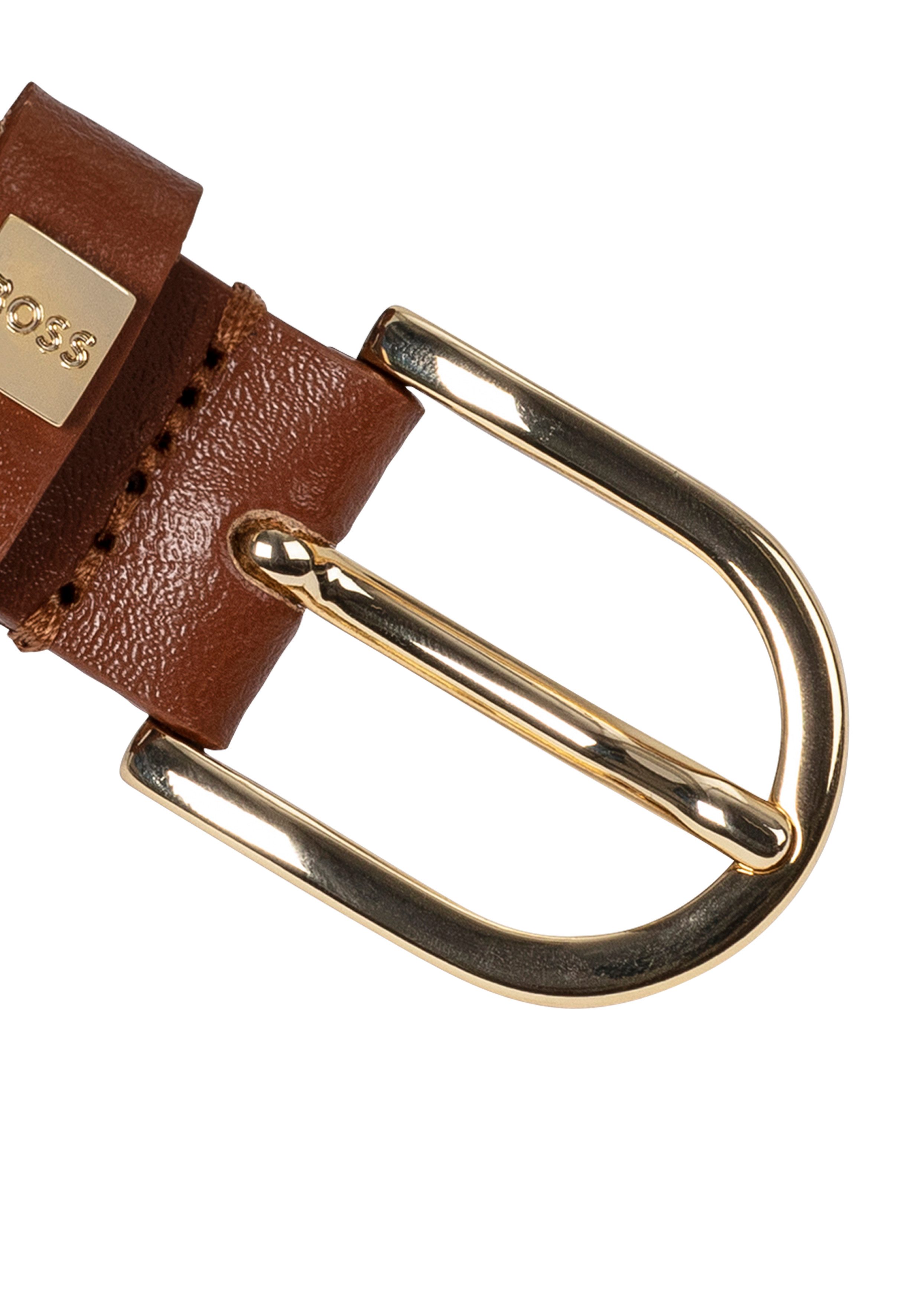 BOSS Ledergürtel Scarlet B. 2,5cm N-R mit goldfarbener Schliesse und BOSS-L günstig online kaufen