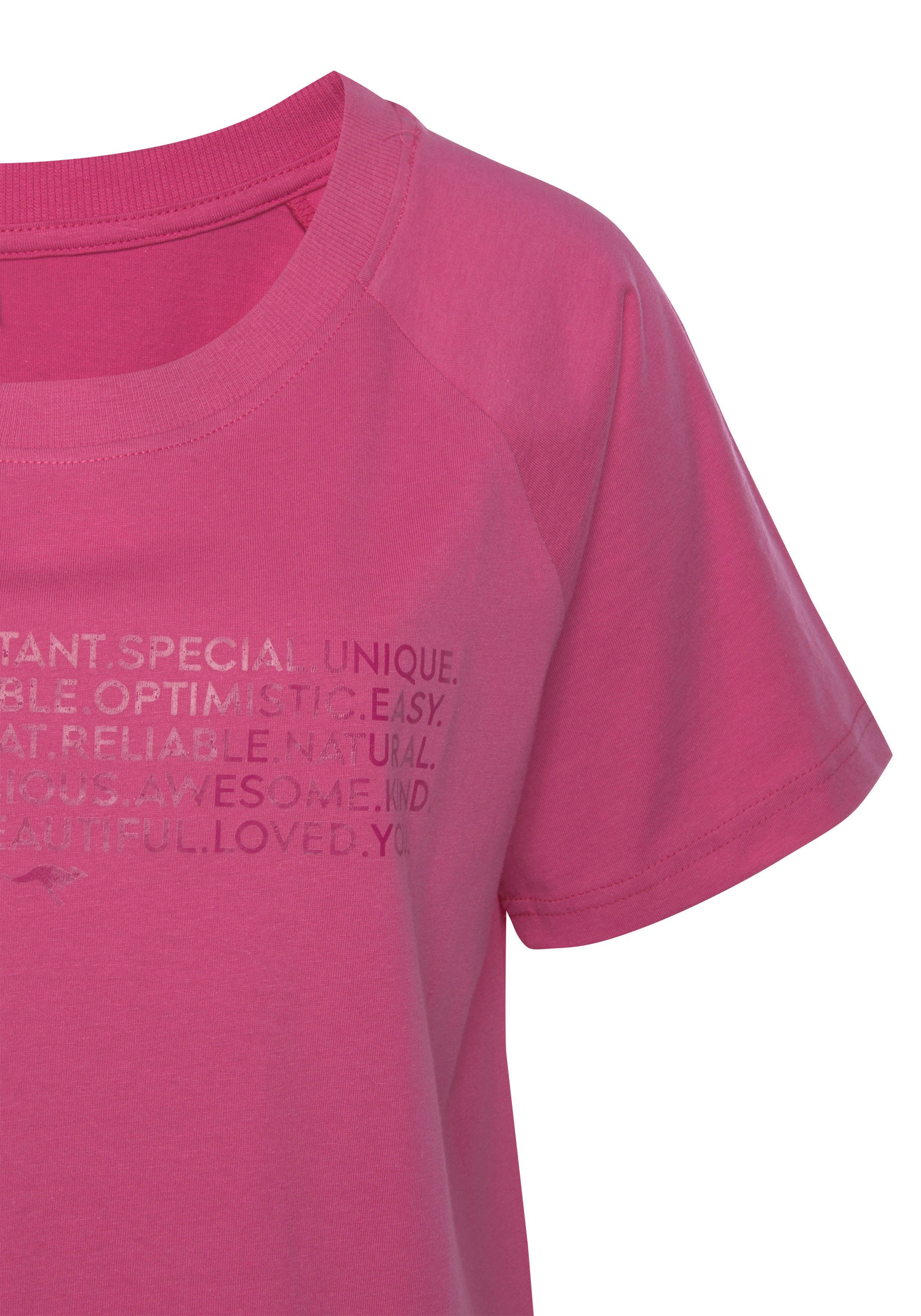 KangaROOS Bigshirt mit Slogan-Frontdruck pink