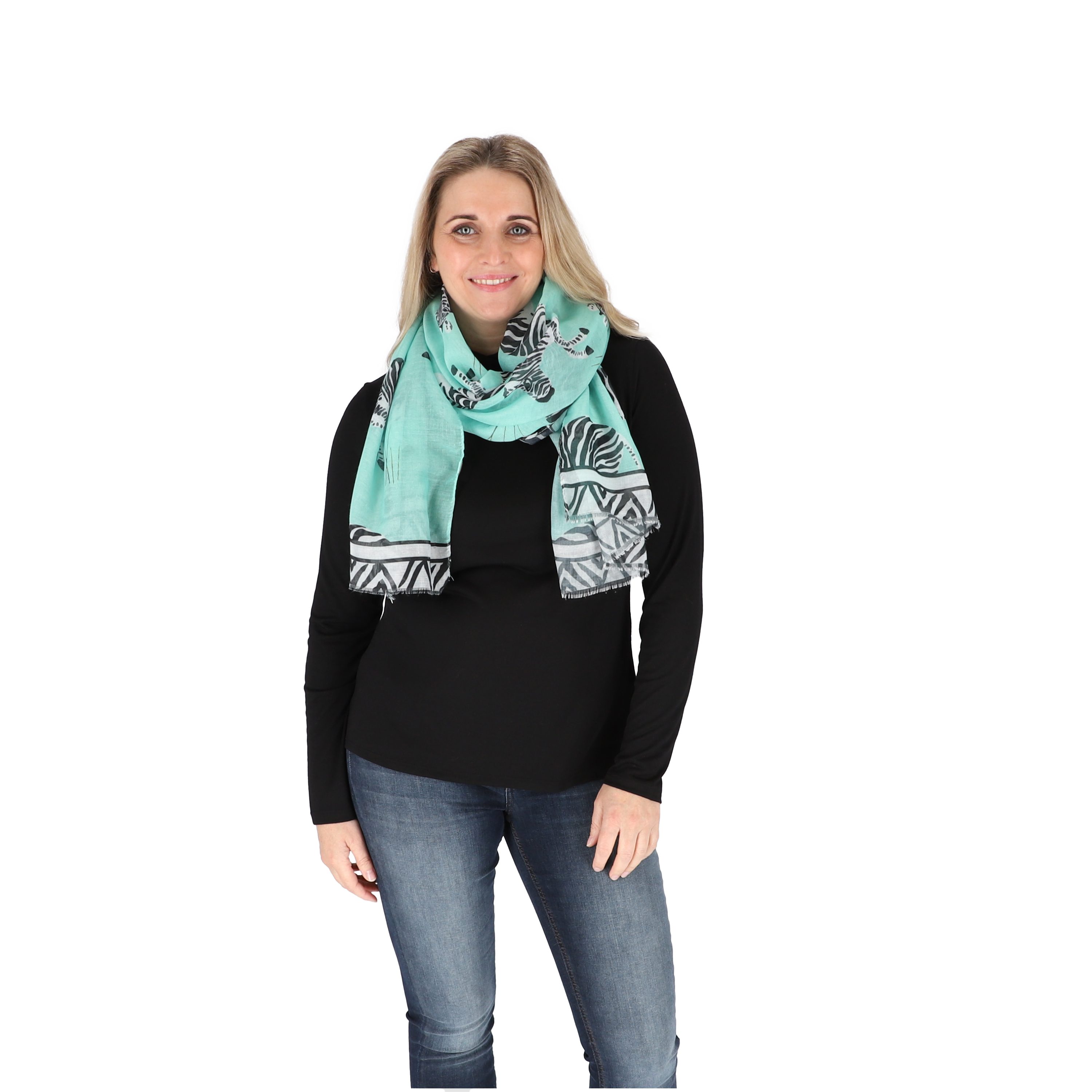 halsüberkopf Accessoires Modeschal Schal, luftiger Schal mit Zebra-Motiven mint