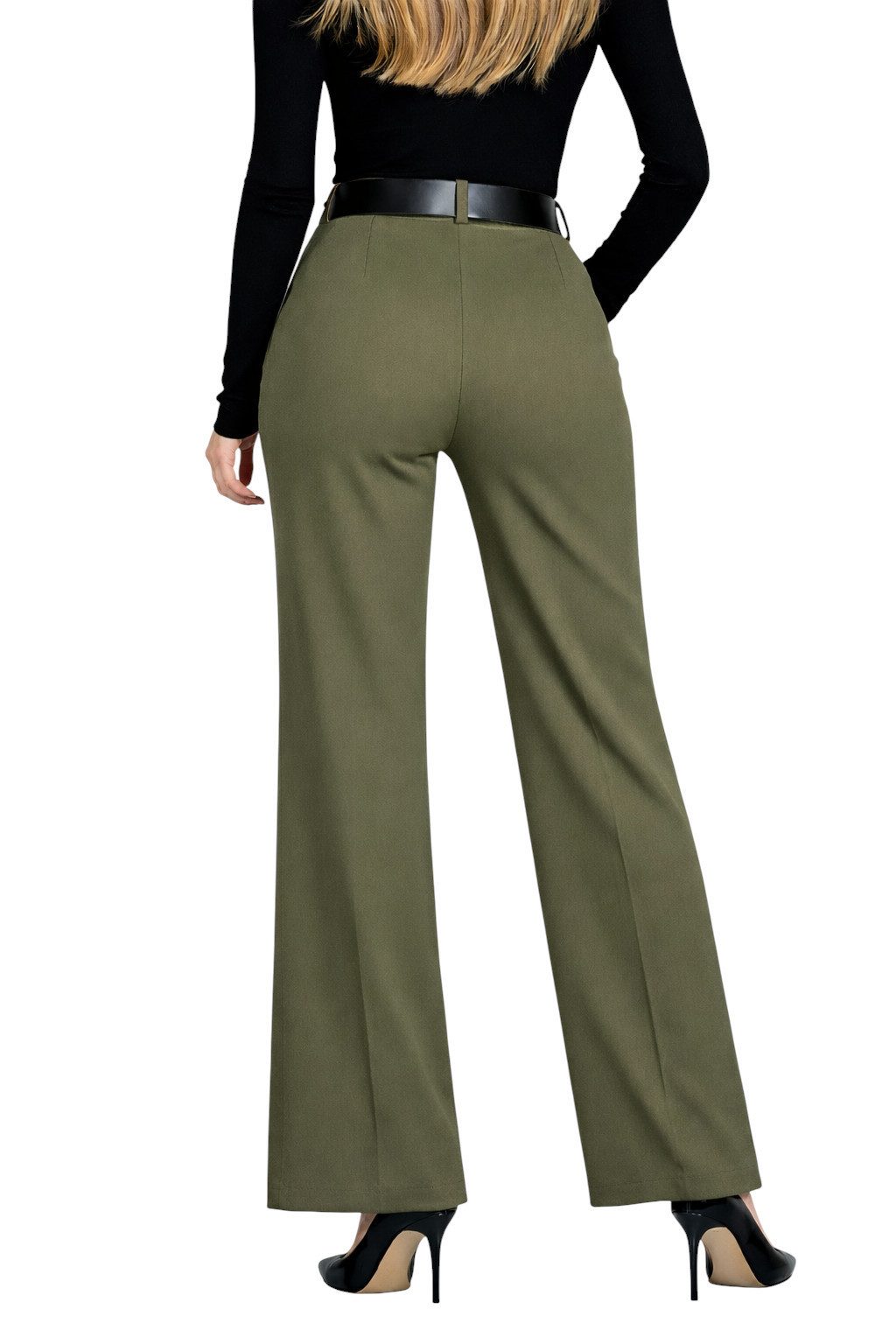 Mississhop Stretch-Hose Elegante Damenhose mit Gürtel und geradem Bein M.431