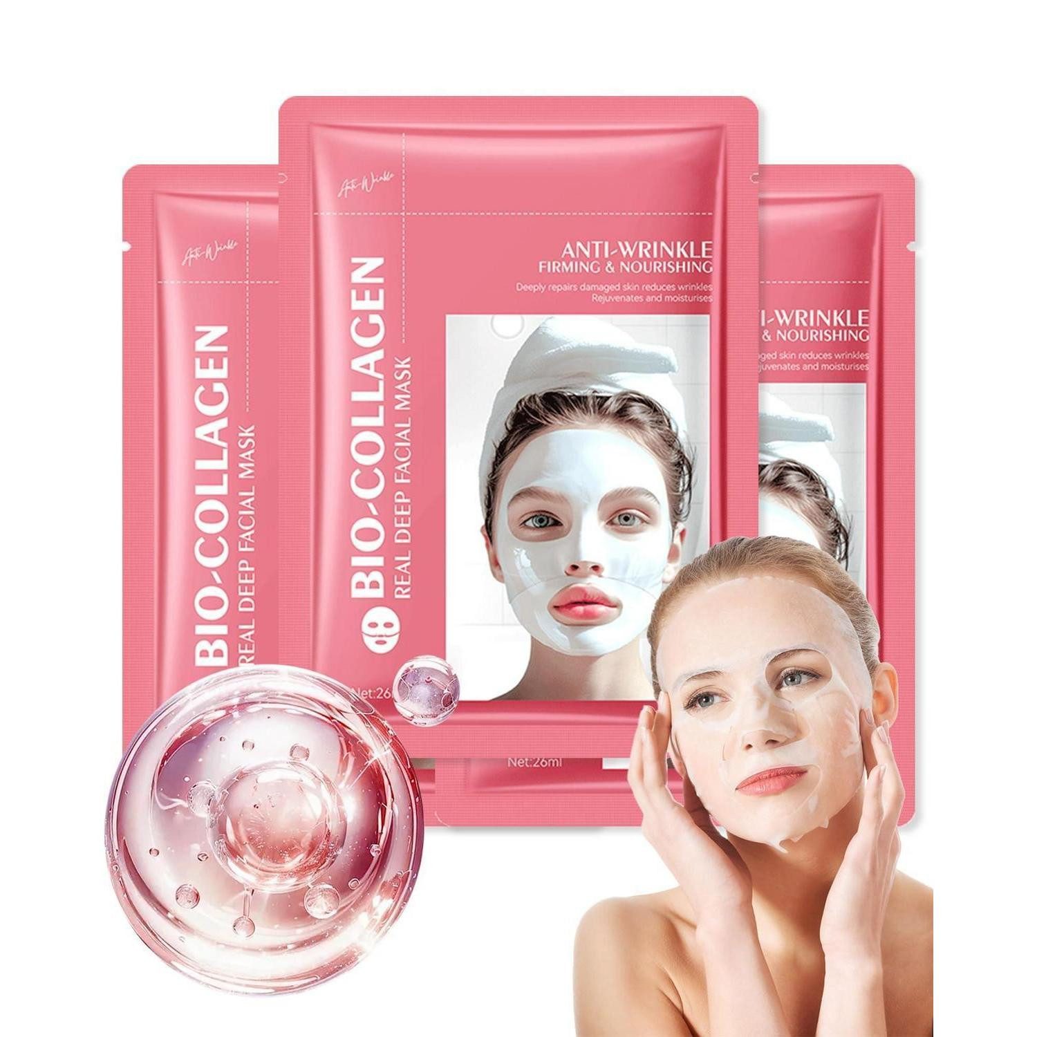 LuxusKollektion Gesichtsmasken-Set Gesichtsmasken Set 3Pcs Bio-Collagen
