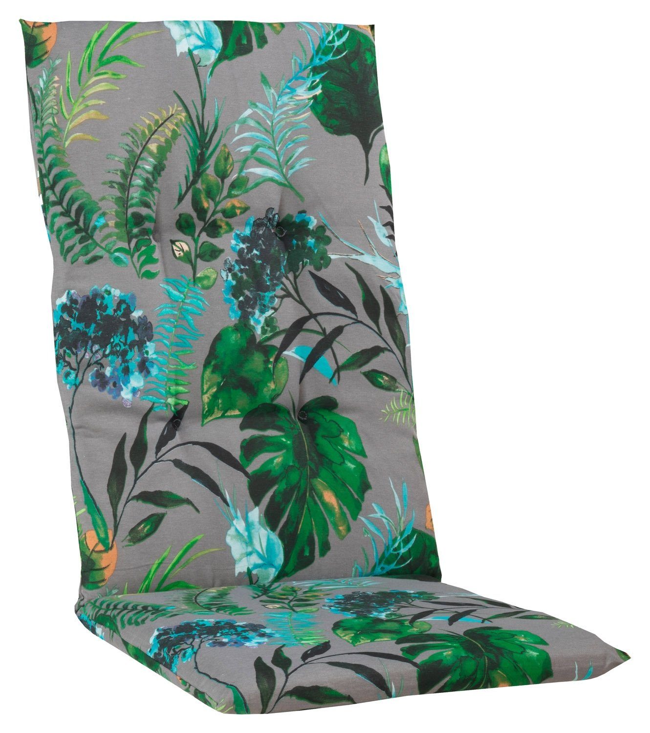 GO-DE Hochlehnerauflage PALMIRRI, 48 x 118 cm, Grau, Baumwolle, Polyester, (1 St), Gartenstuhlauflage für Hochlehner