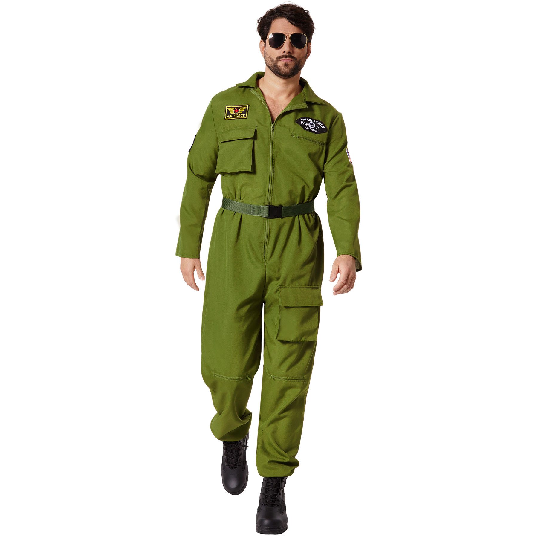 dressforfun Kostüm Herrenkostüm, Olivgrüner Overall im typischen Air Force Stil.