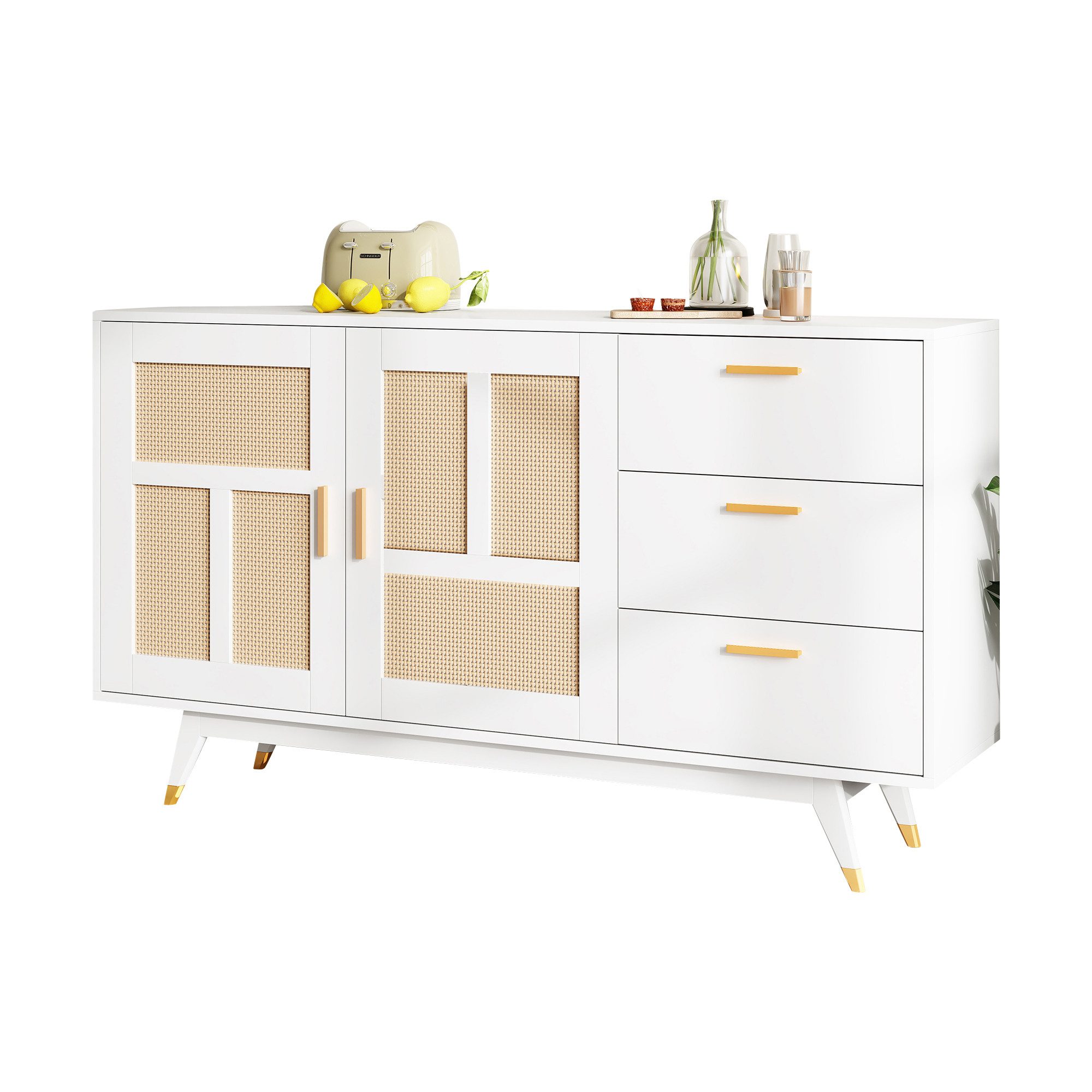 Merax Sideboard Rattan Kommode mit 2 günstig online kaufen