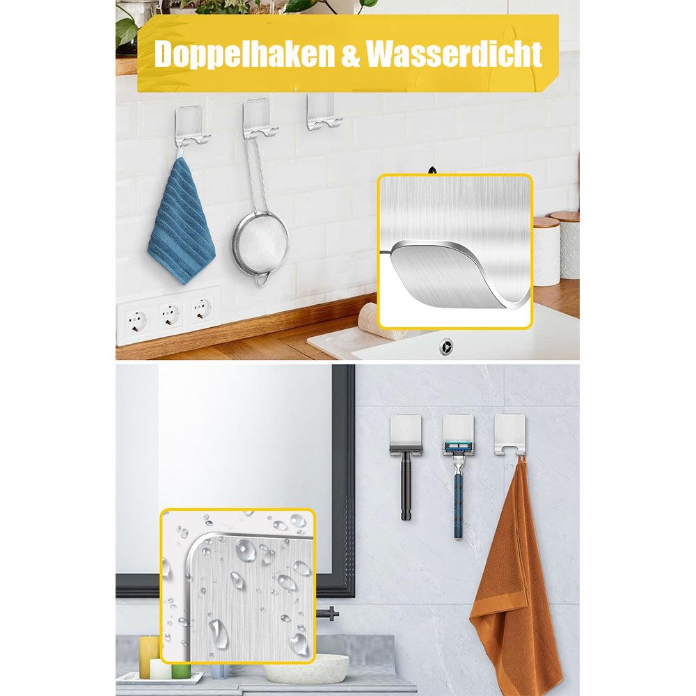 TUWENA Handtuchhaken 4 Stück Rasierer Halterung Dusche Haken, Edelstahl Rasierer Halter, Edelstahl Rasierer Hänger ohne Bohren, für Tür Wand Badezimmer, Küche – Bild 4 von 5